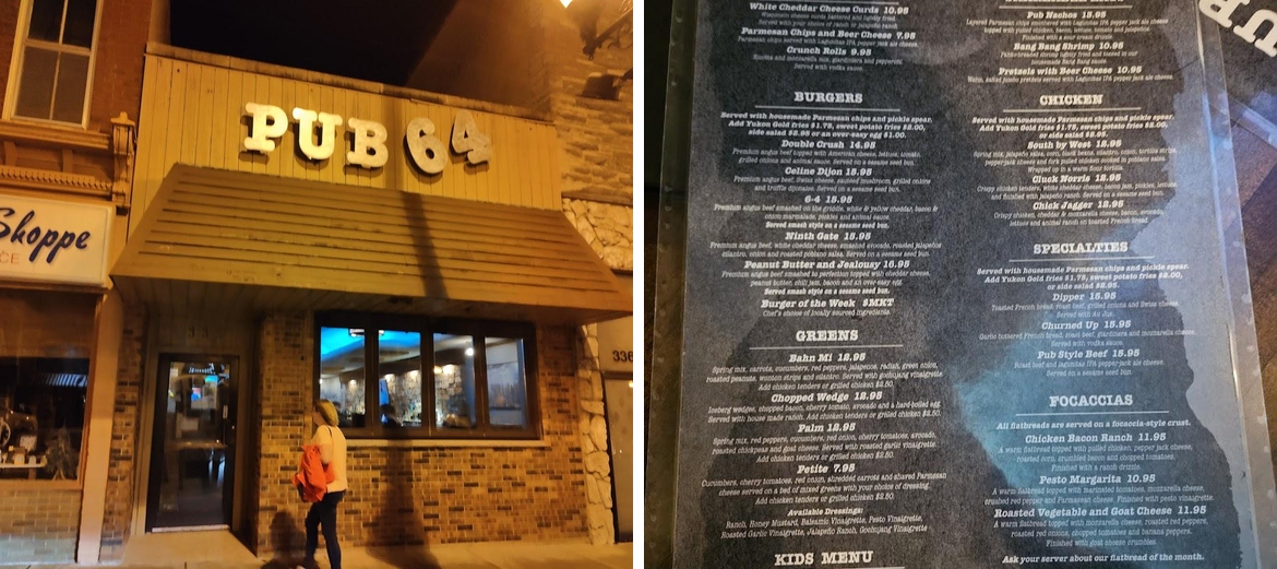 Pub 64 Menu