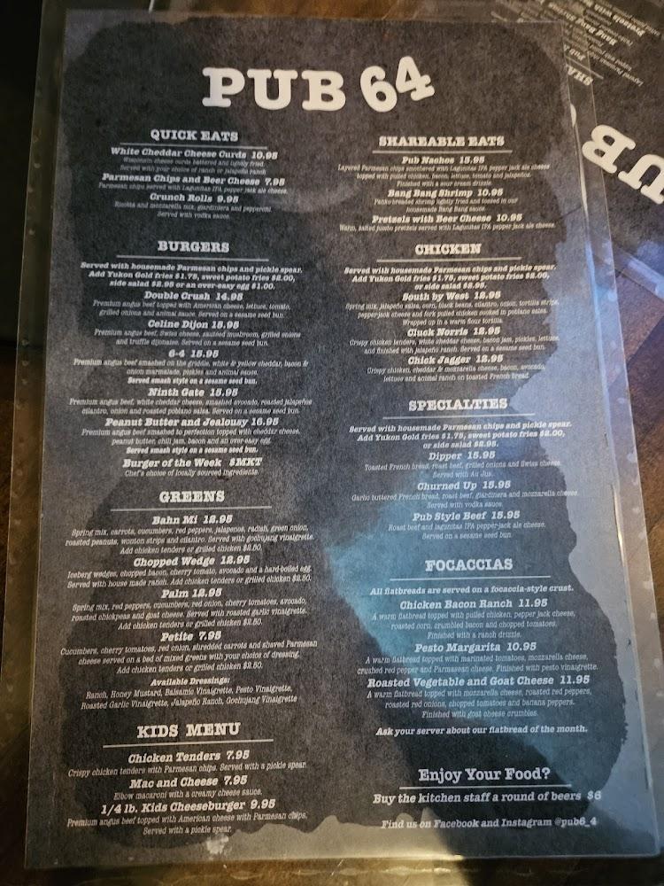 Pub 64 Menu image 1